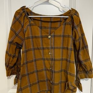 Plaid Button-Up Women's Top
